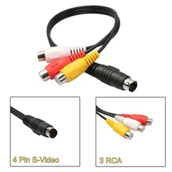 15cm S-Video 4 Pin do CVBS 3 RCA Adapter żeński AV kabel komponentowy do kamery CD VCR DVR odtwarzacz DVD dekoder-Top-Box PC Laptop