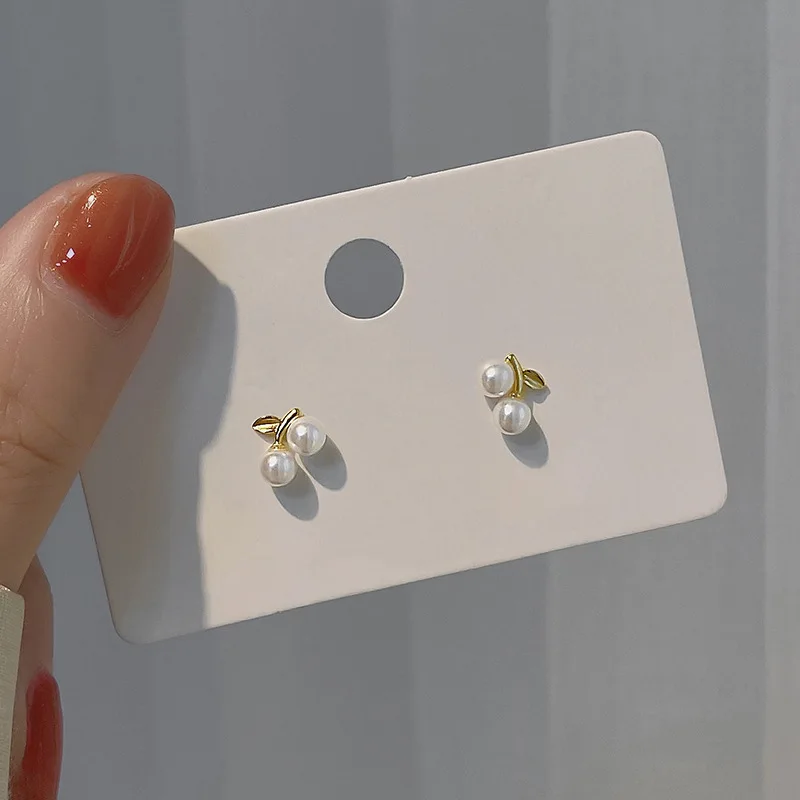 ANENJERY أقراط اللؤلؤ الكرز للنساء الفتيات مزاجه الكورية Ins الأزياء والمجوهرات الهدايا ثقب بالجملة