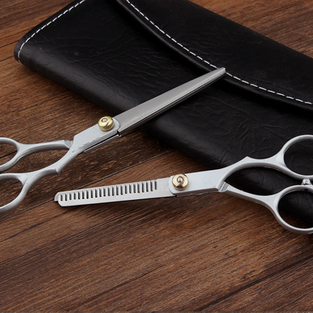 

1Set Hair Cutting Set 6 Inches Flat Scissors 5.5 Inches Teeth Scissors Portable Storage Case Salon Cape Barber Tool