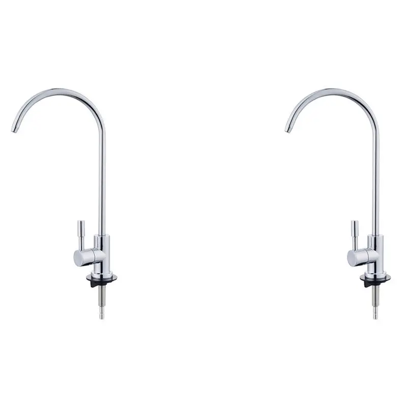 

2X 1/4 Inch Stainless Steel Faucet Water Filter Tap For Kitchen Sink Rotation Faucet Fast Connection Drinking Water