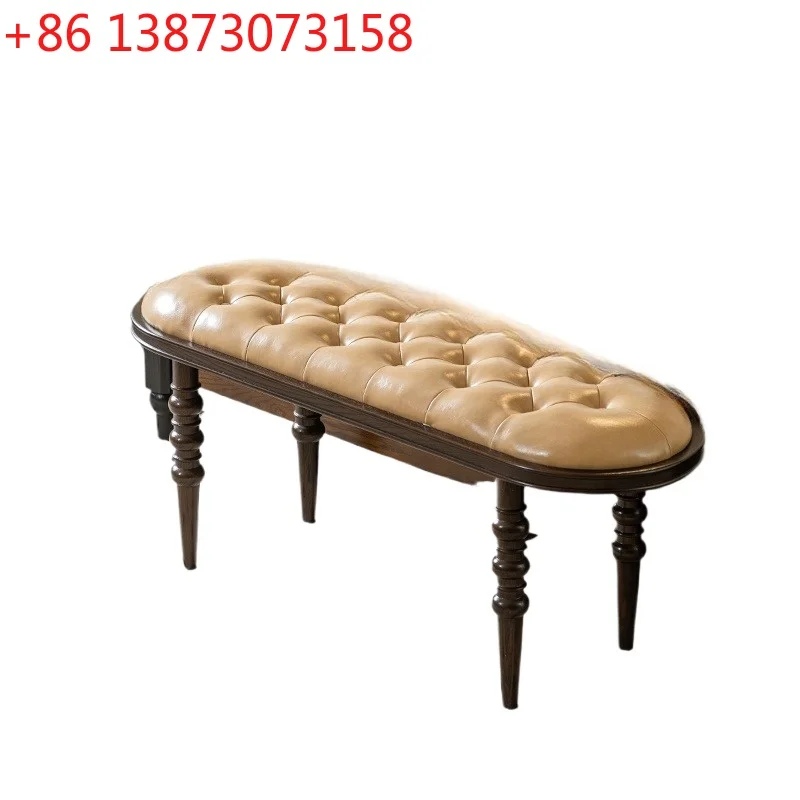 

American bedside stool solid wood bench retro pull nest soft bag restaurant dining table stool