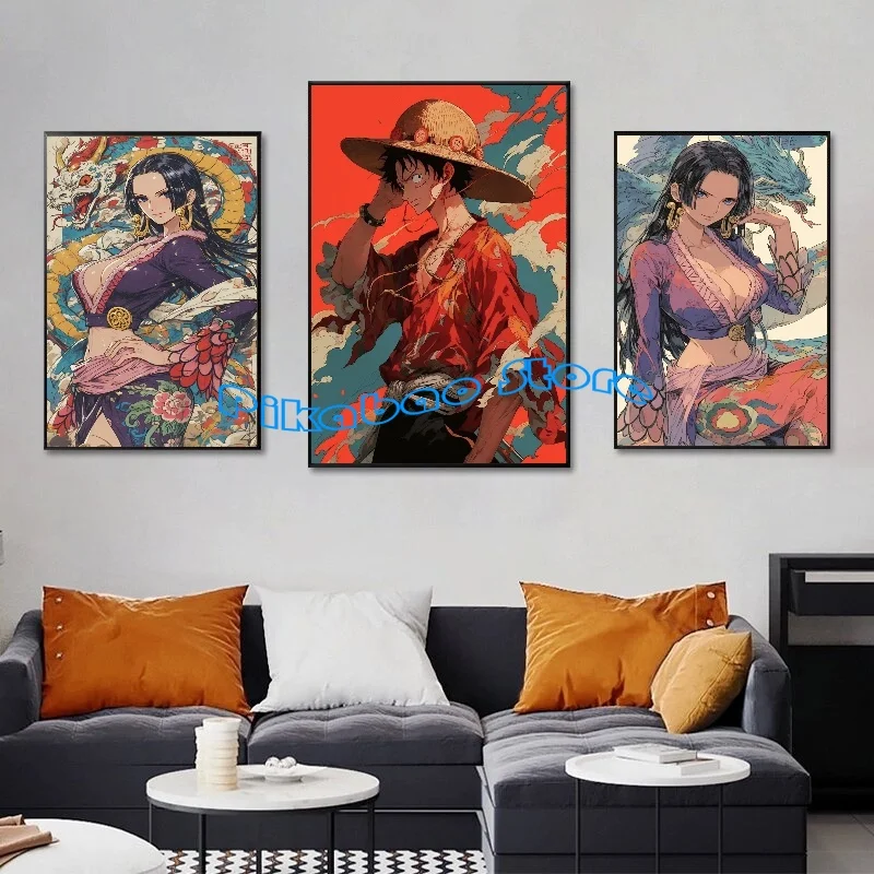 Anime One Piece Character Nami Luffy Zoro Boa·Hancock HD Poster Canvas Painting Bar Room Wall Aesthetic Art Decorative Painting