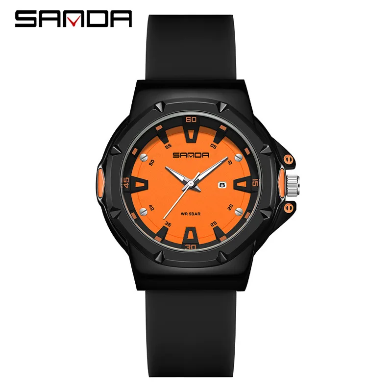 SANDA крутые студенческие кварцевые часы 5ATM водонепроницаемые, противоударные и устойчивые к падению спортивные часы с календарем для отдыха для мальчиков и девочек