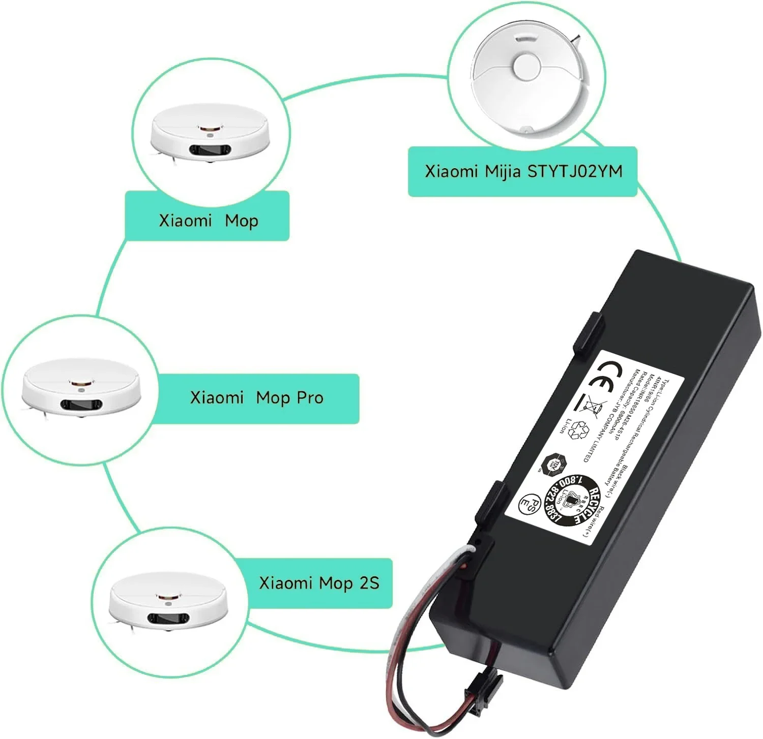 

Replacement 6800mAh 14.4V Li-ion Battery for Conga 3290 3390 3490 3590 3690 3790 3890 Haier JX37 Robot Vacuum Cleaner