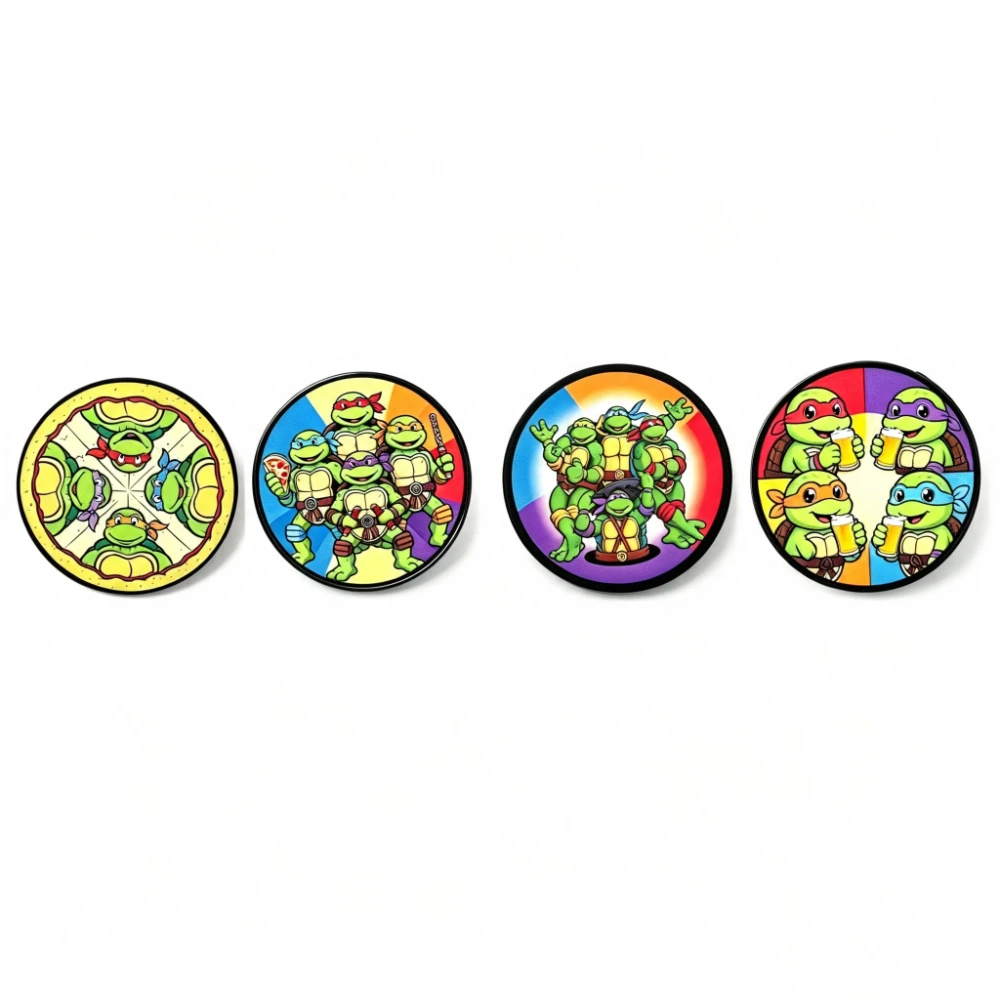 4Pcs Cartoon Turtle Warrior Enamel Pins Set Colorful Fantasy round Lapel Brooch Badges for Backpack Decorative Pins