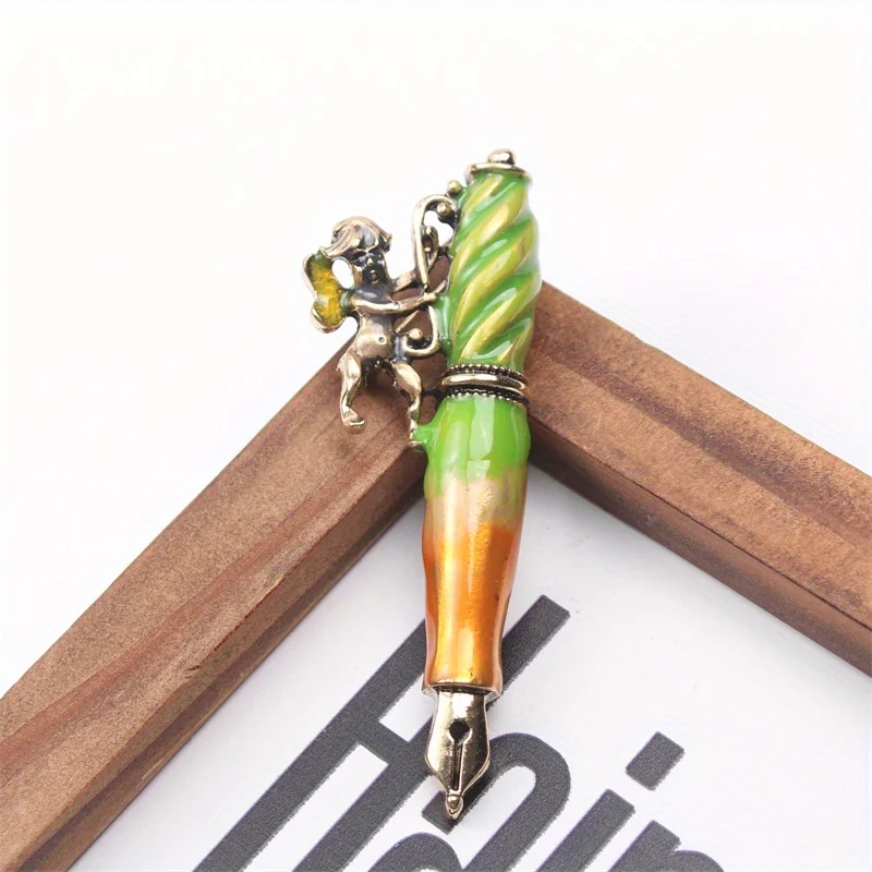 Middle Enamel Craft Pen Shape Cherub Brooch Accessory Lady Personality Pin Gift