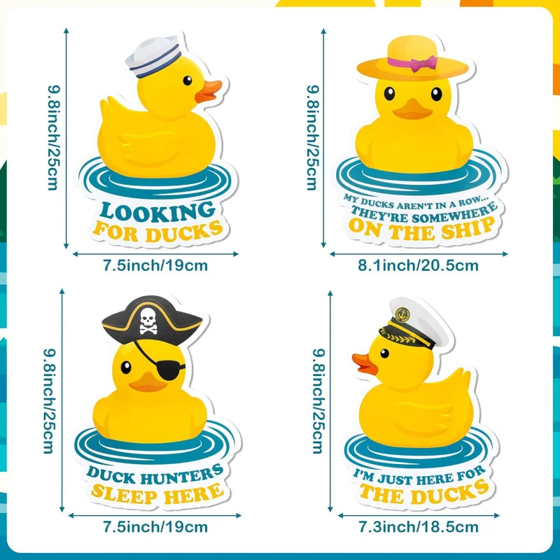 Cruise Door Decorations Magnetic - 4PCS Duck Magnets, Ducks Themed Cruise Ship Car Cabin Refrigerator Magnet Decal, Funny Summer