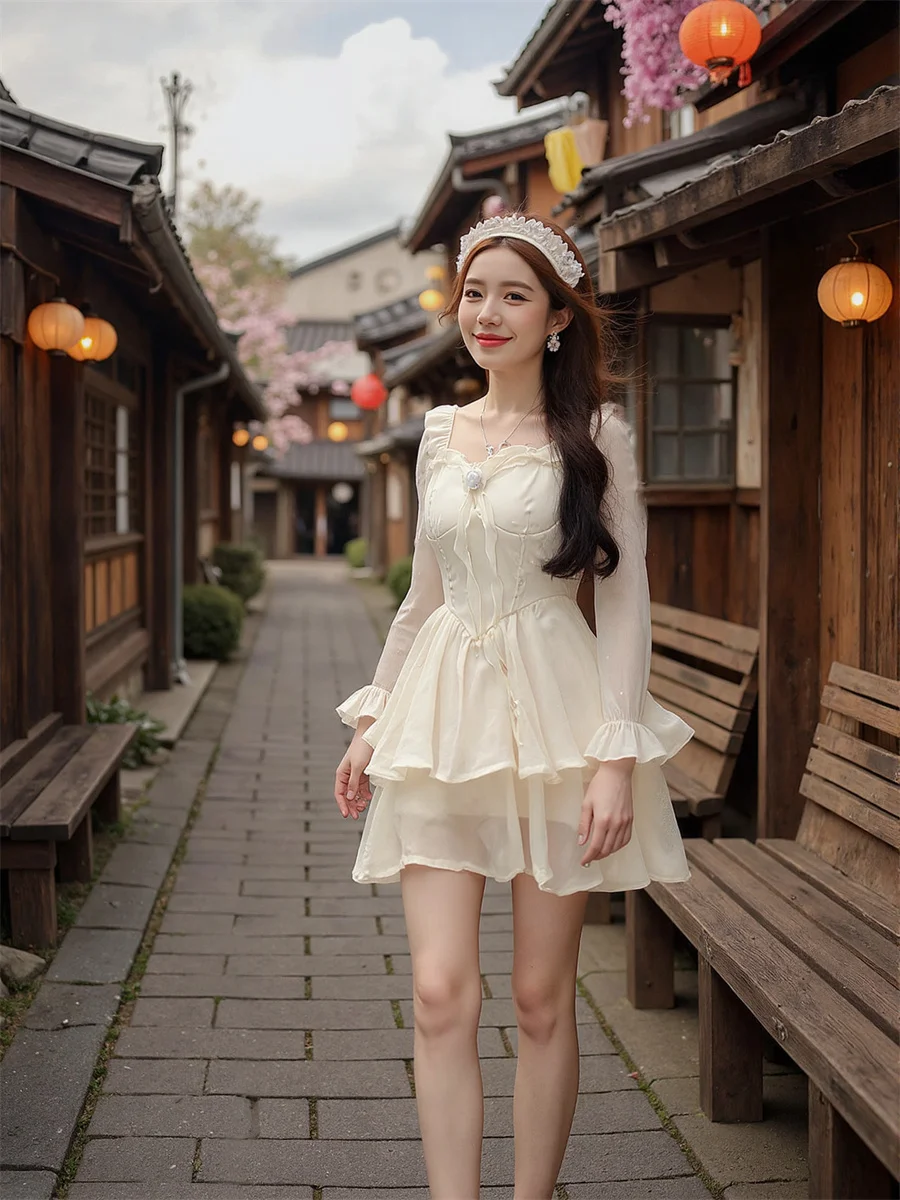 فساتين نسائية بيضاء للمرأة سليم صالح الحلو نمط الخريف ثنيات الكشكشة الجوف التدريجي ماتي الحبيب عدم التماثل رسمي خط واحد