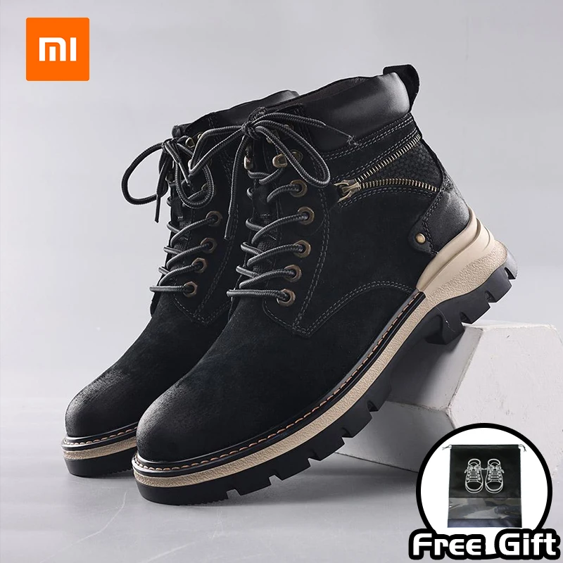 Xiaomi ZHULV Handmade Retro Men's Boots Autumn and Winter Trendy Men's Shoes Anti Slip Wear-resistant Comfortable Breathable