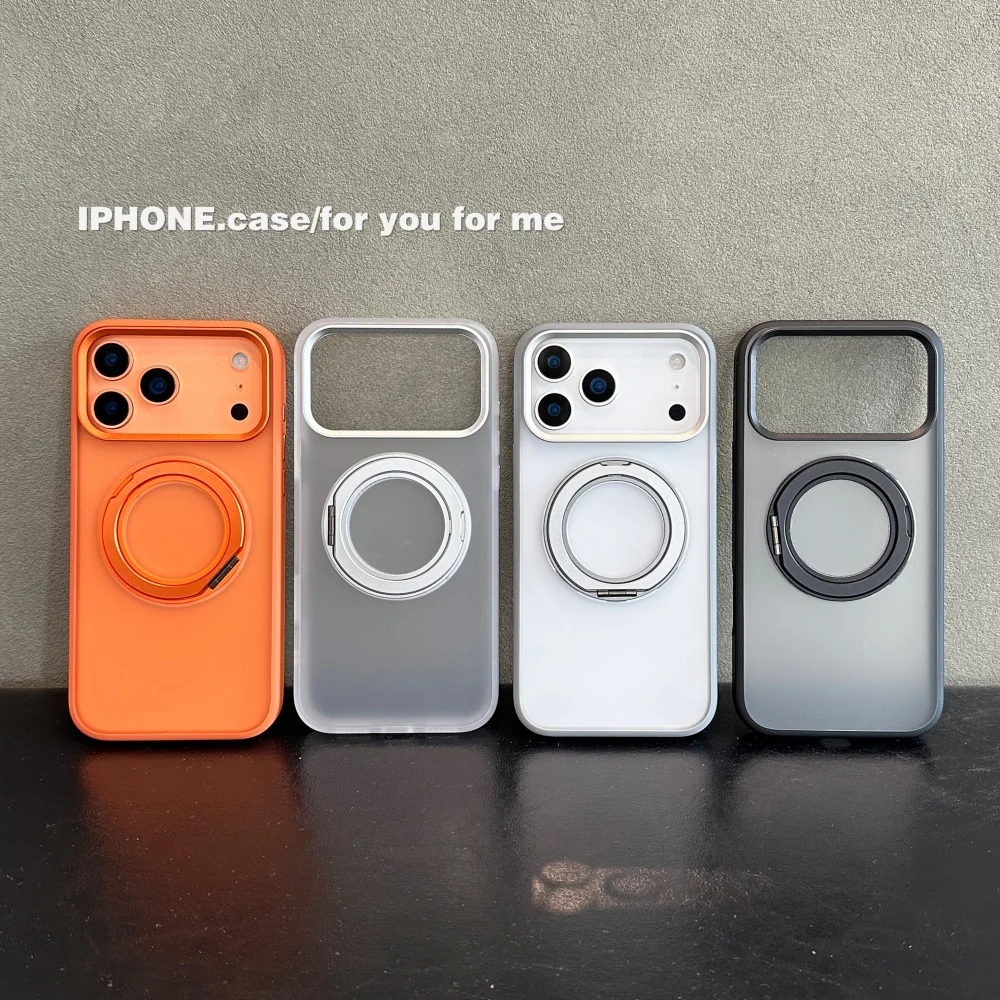 فاخر ماتي شفافة 360 المغناطيسي قوس حامل درع جراب هاتف آيفون 17 16 15 14 برو ماكس ل Magsafe مكافحة الإسقاط غطاء