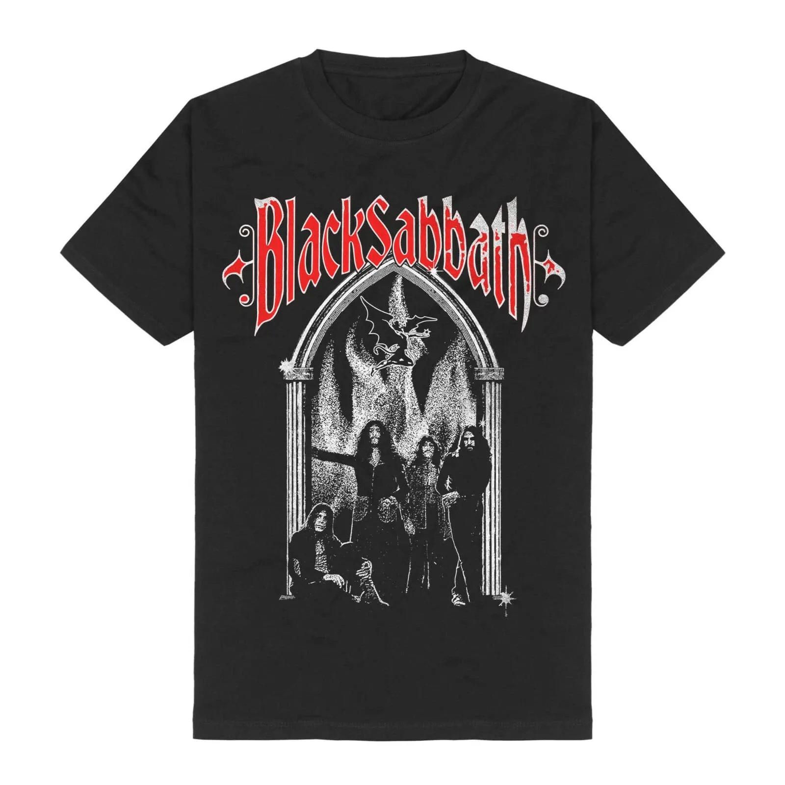 

BLACK SABBATH Flaming Arches T-Shirt American Band Singer T-shirt Men Fashion Street Hip-hop Short-sleeved Women Cotton Top