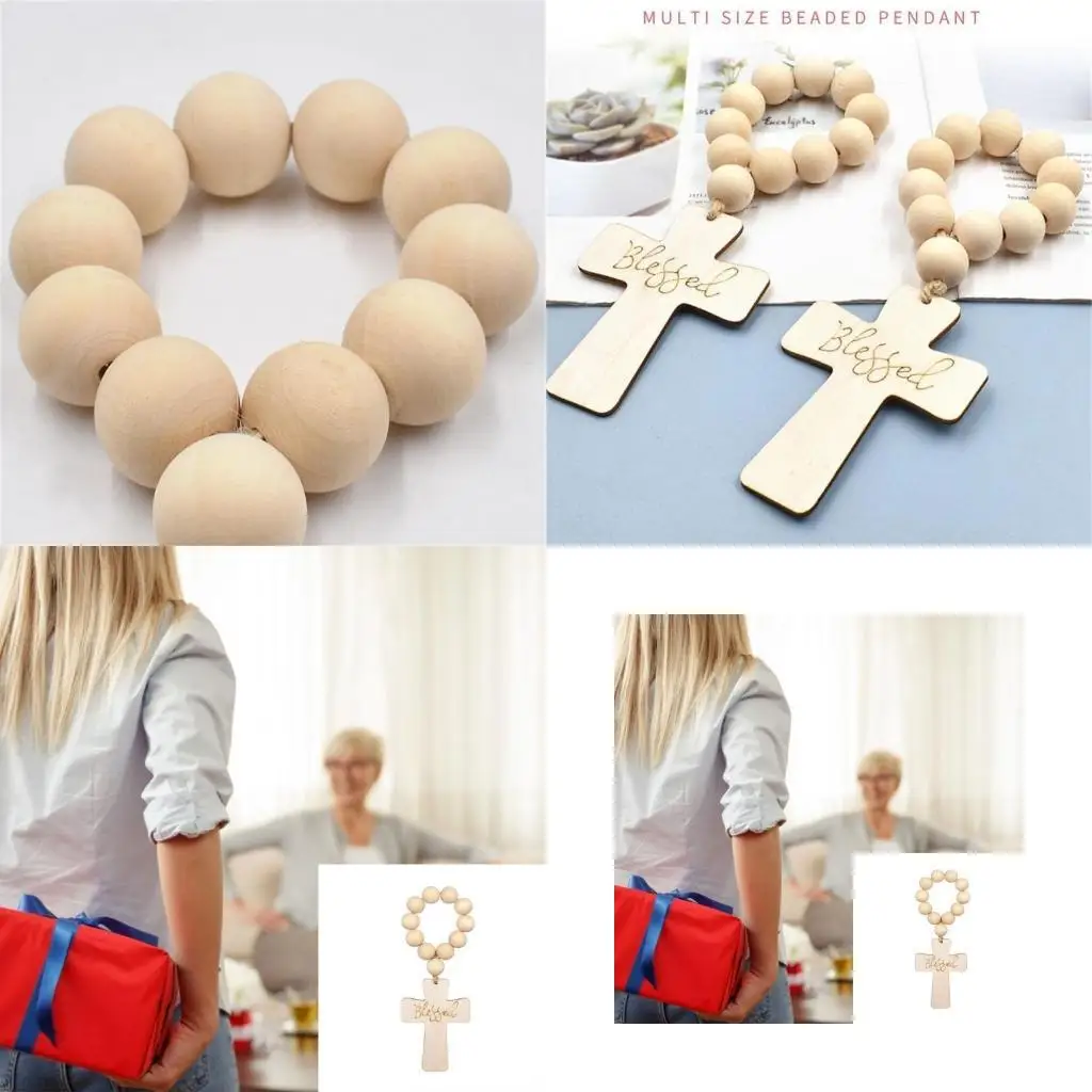 

E8BD Crosses Pendants Rosary Beads Christian Religious Hangings Baptisms Player