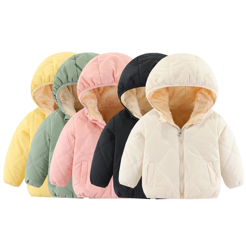 1pcs Winter Boys Girls Coat Baby Light And Thin Down Jacket Kid Warm Thicken Outerwear Clothe Hooded Jacket Cotton-padded Coats