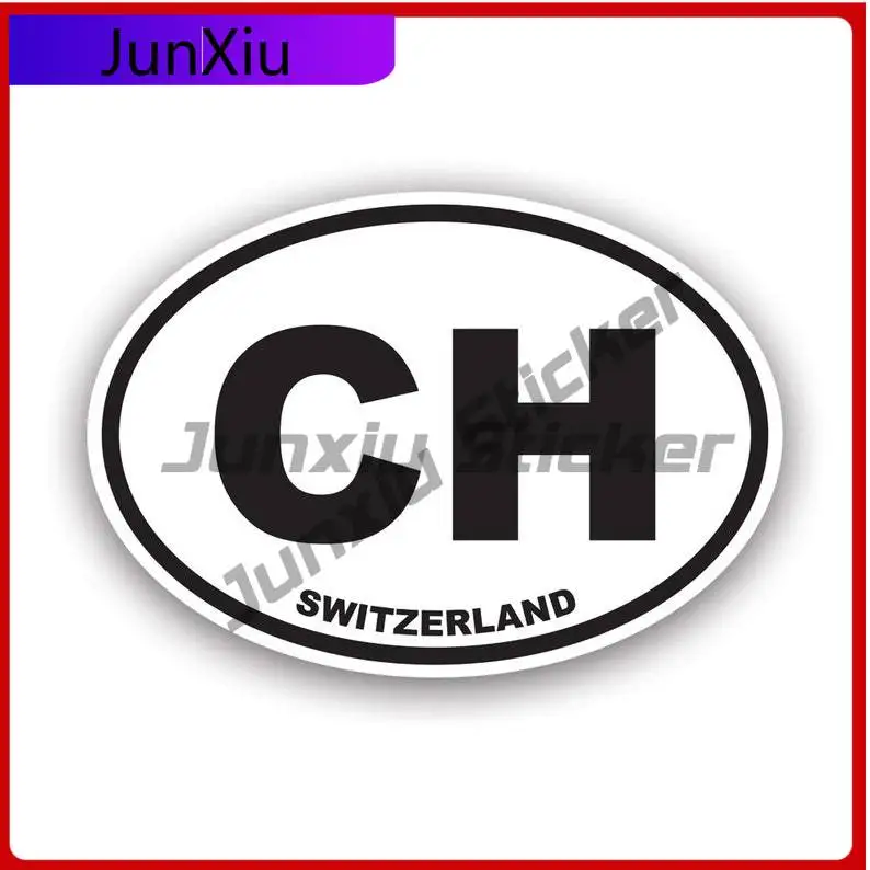 

Switzerland Oval Sticker Uv Protected Swiss Flag Country Code Euro Ch V3 Car Sticker Vinyl Decal Waterproof Durable For Car