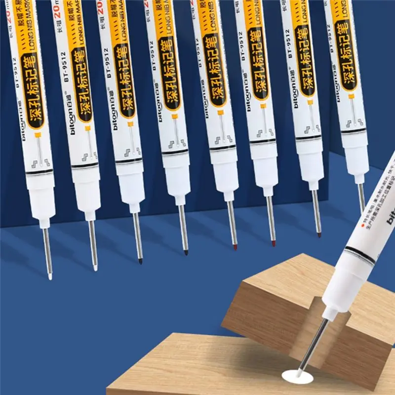 Stylish-5PCS Deep Hole Long Nib-Head Marker For Metal Perforating Pen Waterproof Woodworking Decoration Multi-Purpose