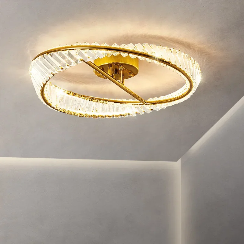 strip Ceiling Light Crystal Rings Ceiling Lamp 3 Color Temperatures in One Gold Lighting Fixture Indoor Diamond Luster