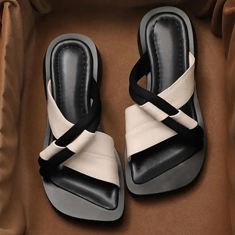 Summer Flats Sandals Women Shoes Thick Slippers 2023 New Fashion Beach Flip Flops Causal Ladies Shoes Low Heels Slides Zapatos