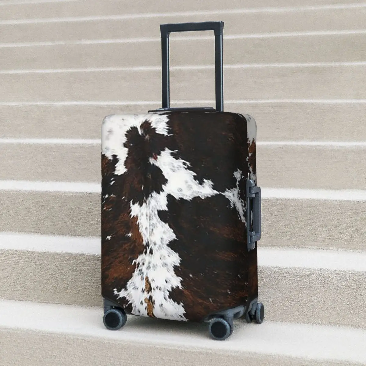 

Стильный чехол из коровьей кожи с текстурой коровьей кожи и принтом, защитный чехол для чемодана, эластичные защитные чехлы для дорожного багажа