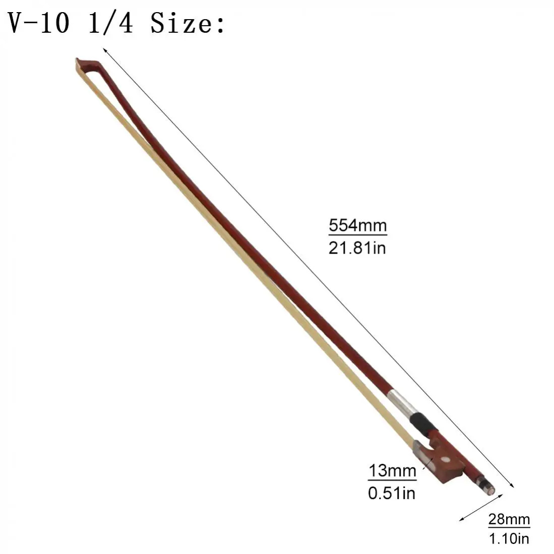 4/4 3/4 1/4 1/2 1/8 Multiple sizes optional Jujube Wood Frog Violin Bow, White Horsehair Fiddle Bow