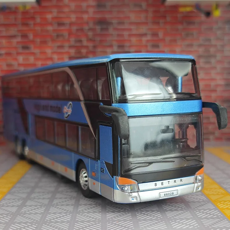 1:30 يمكن فتح محاكاة نموذج سيارة من السبائك لباب لعبة الأطفال للحافلة التجارية ذات الطابقين كهدية