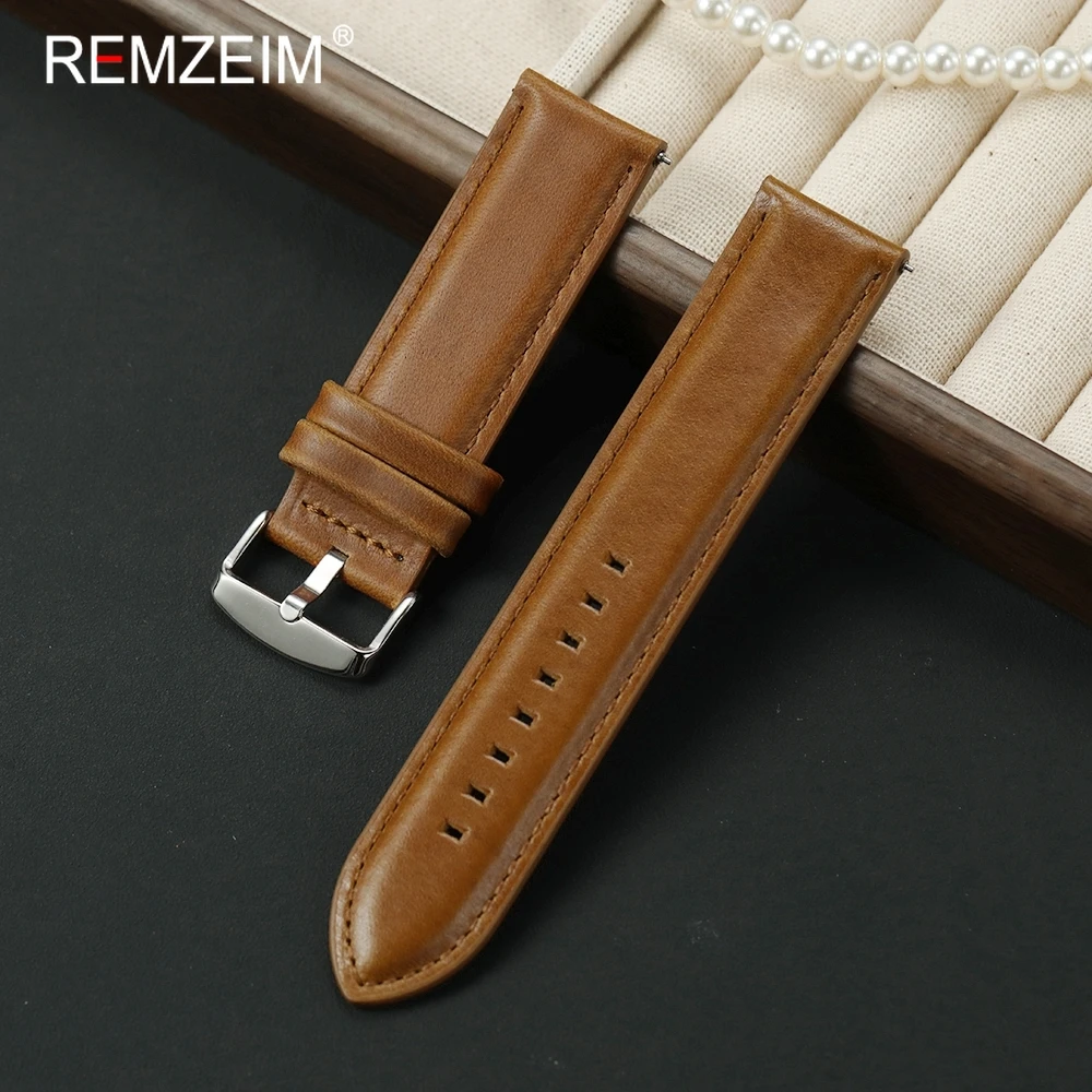 Langlebiges Herren-Uhrenarmband aus echtem Leder, 20 22 mm, Schnellverschluss-Federsteg-Uhrenarmband, bequemes klassisches Herrenarmband