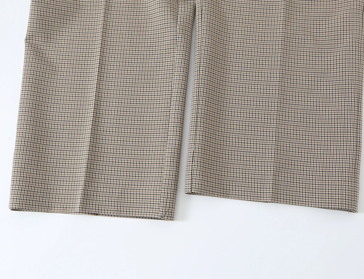 KLKXMYT Schickes Kariertes Hosen-Set für Damen, Modisches Kariertes Kurzes Westen-Top, 2026 Neues Casual-Outfit für den Arbeitsweg – Detail 14