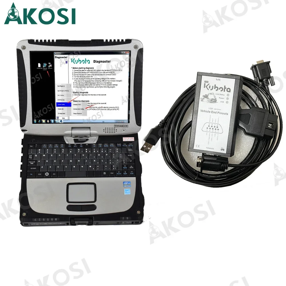 CF19 Laptop for Kubota Agricultural Machinery Tractor Truck DIAGNOSTIC TOOL Diagmaster D-STi Datalink