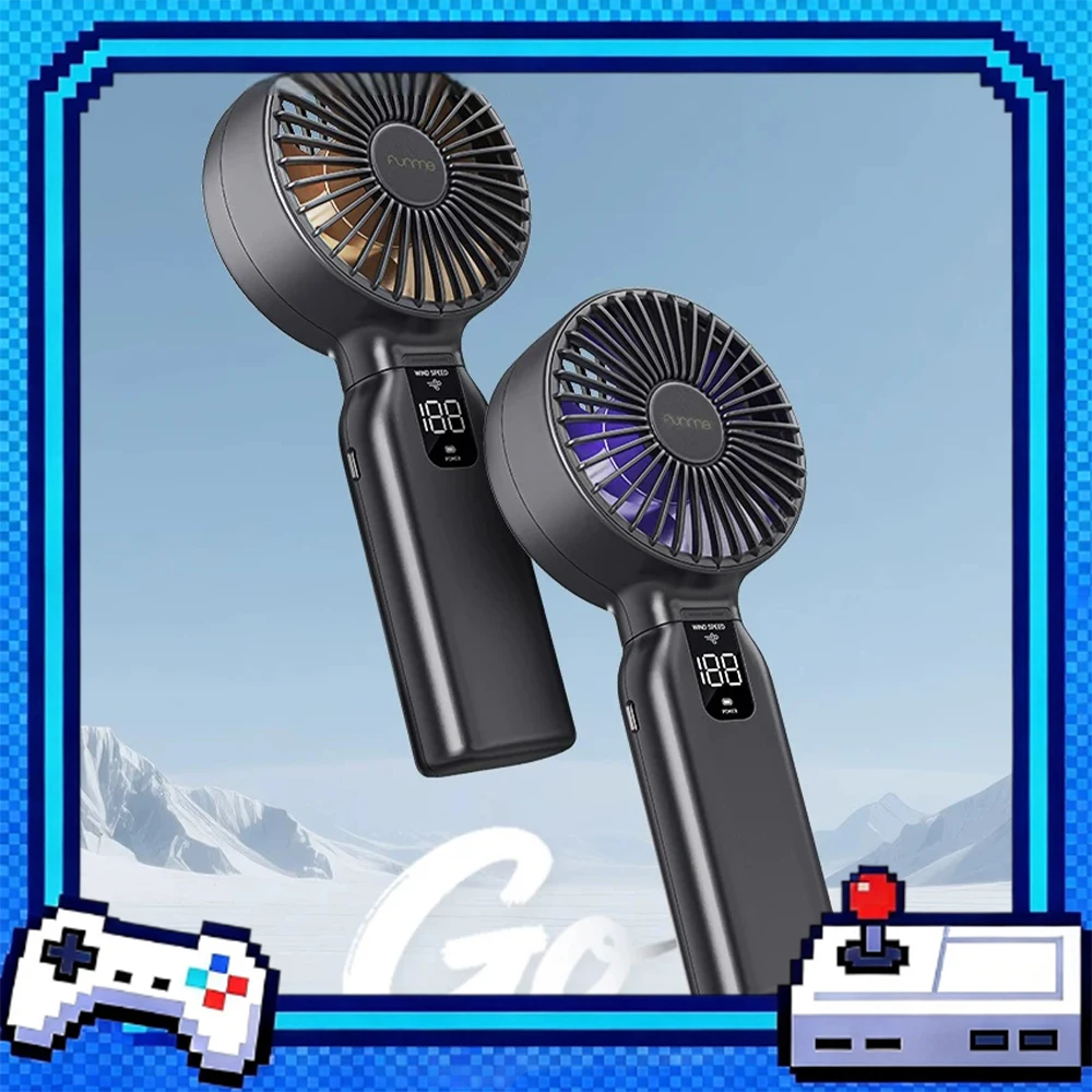 FUNME 2IN1 PRO Handheld Small Fan Ultra-Wide Angle Air Supply Handheld Fan 10000mAh Long Battery Life Low Noise Light Weight