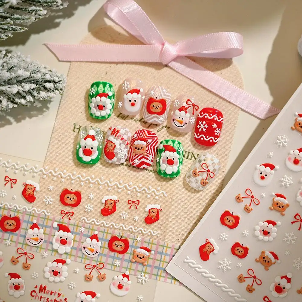 

Christmas Nail Stickers Sweet Manicure Decal Self Adhesive Nail Decor Cute Snowflakes Paster Manicure Tool Colorful Sticker