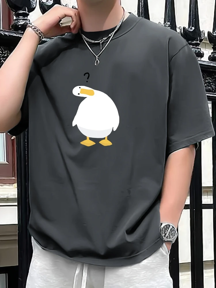 Men'S Cute Duck Print T-Shirt - Casual  100% cottonShort Sleeve Crew Neck Tee with 