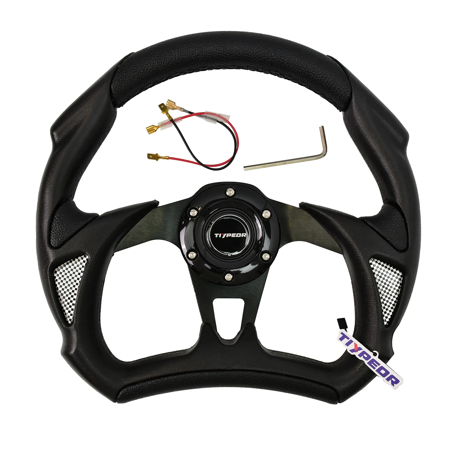 عجلة قيادة رياضية على شكل حرف D من مادة PVC عالمية حديثة 320 مم 45 مم مع قرن #6