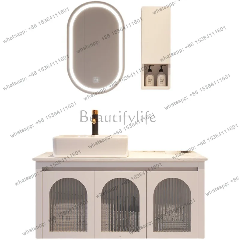 LD  Cabinet Ceramic Basin Samrt Mirror Cabinet Slate Washbasin Bathroom Vanity Cabinet with Top Sink Bathroom Furniture