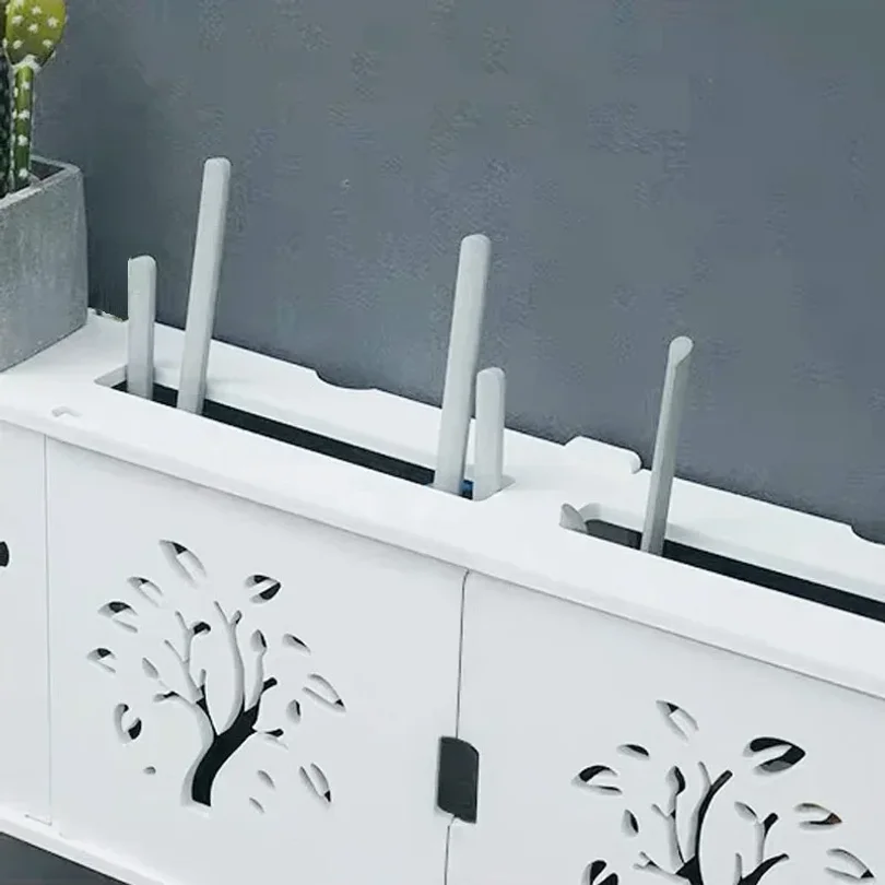 Large Wireless Wifi Router Storage Box PVC Panel Shelf Wall Hanging Plug Board Bracket Cable Storage Organizer Home Decor