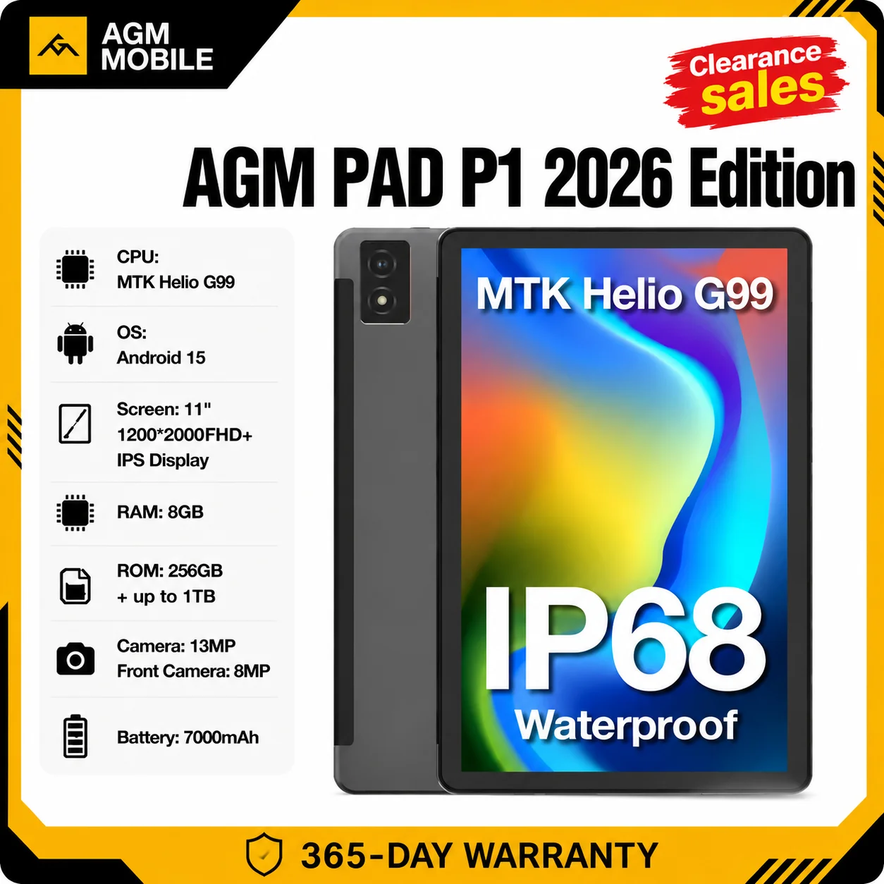 AGM PAD P1 2026 10.36型 タフネスタブレット 8+256GB 特別割引