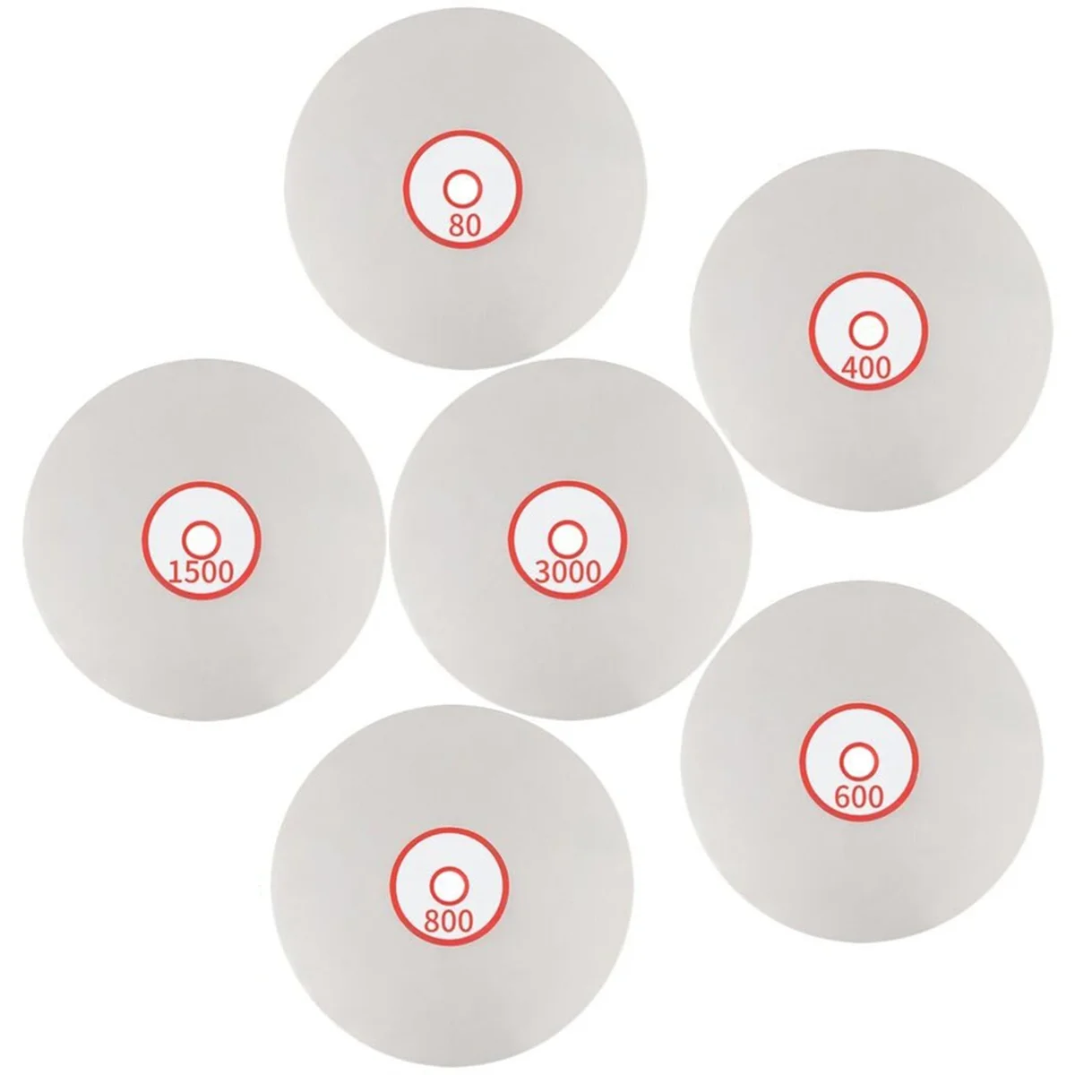 Diamond Polishing Disc Set 6 PCS, 6Inch Diamond Flat Lap 80/400/600/800/1500/3000 Grit Wheel Lapping Grinding Disc Tool-WorthOwn