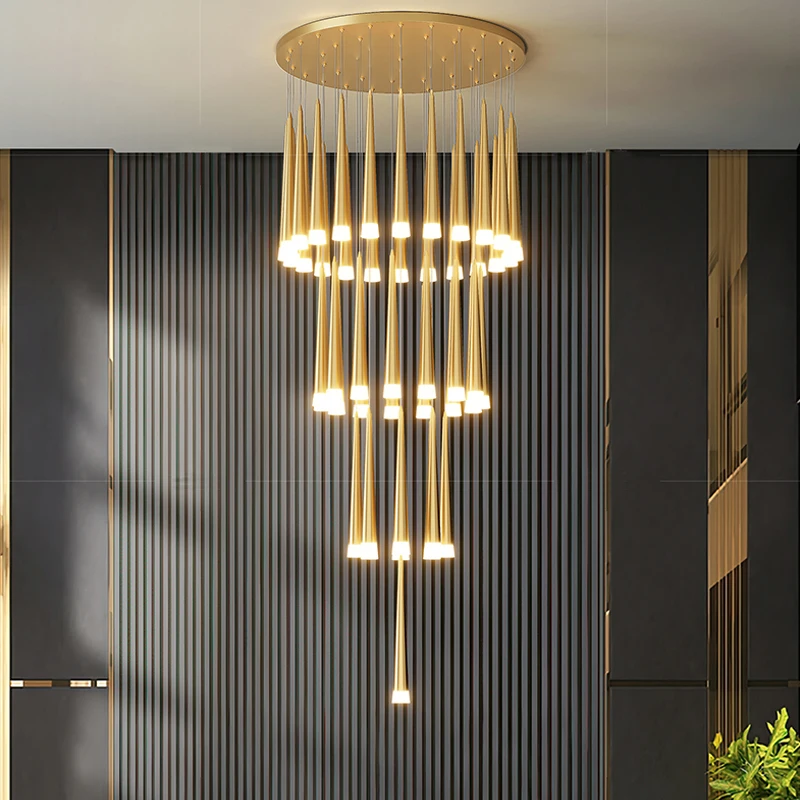 Nordic Home Decoration Chandelier LED Restaurant Luxury Long Pendent Lamp Villa Hanging Stairs Pendant Living Room Ceiling Light