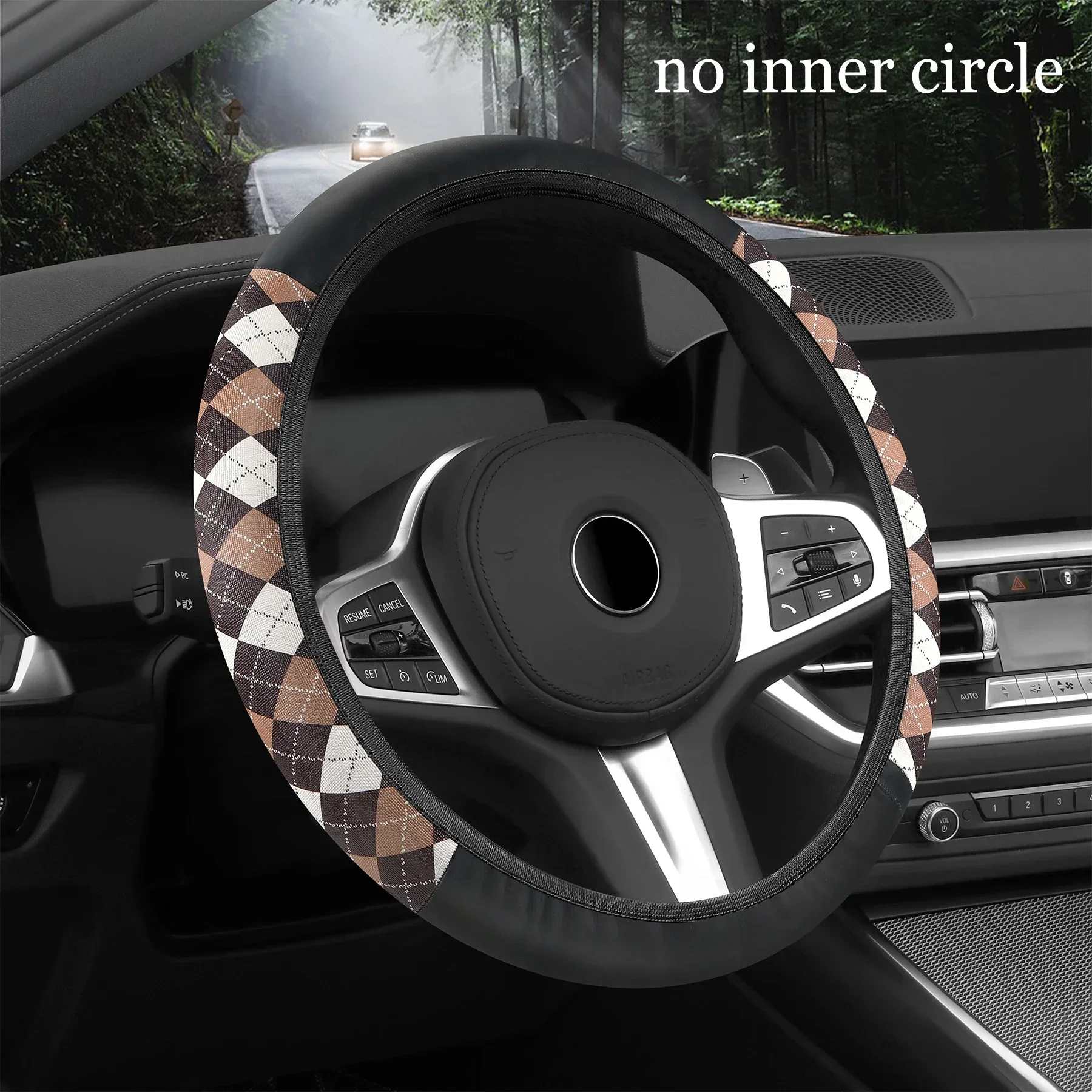 Ethnic Style Print Steering Wheel Cover Non-Slip, Sweat-Absorbent, Breathable Universal All Seasons Round Car Interior Accessory