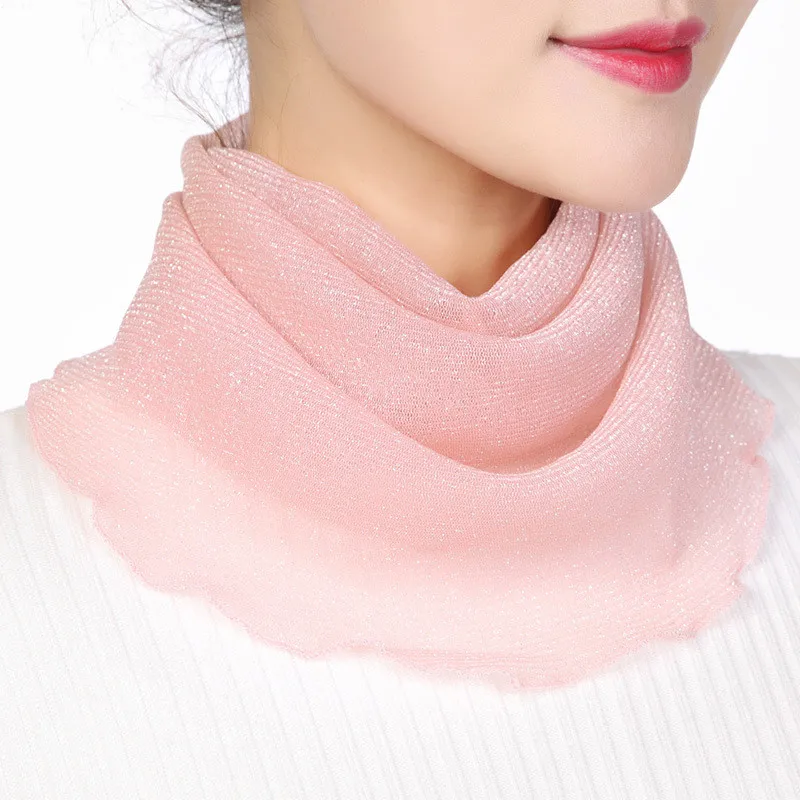 

Fashion Spring Summer Chiffon Neck Collar Scarf Women Thin Sunscreen Variety Bib Hanging Ear Veil Anti-UV Mask Pullover Scarf