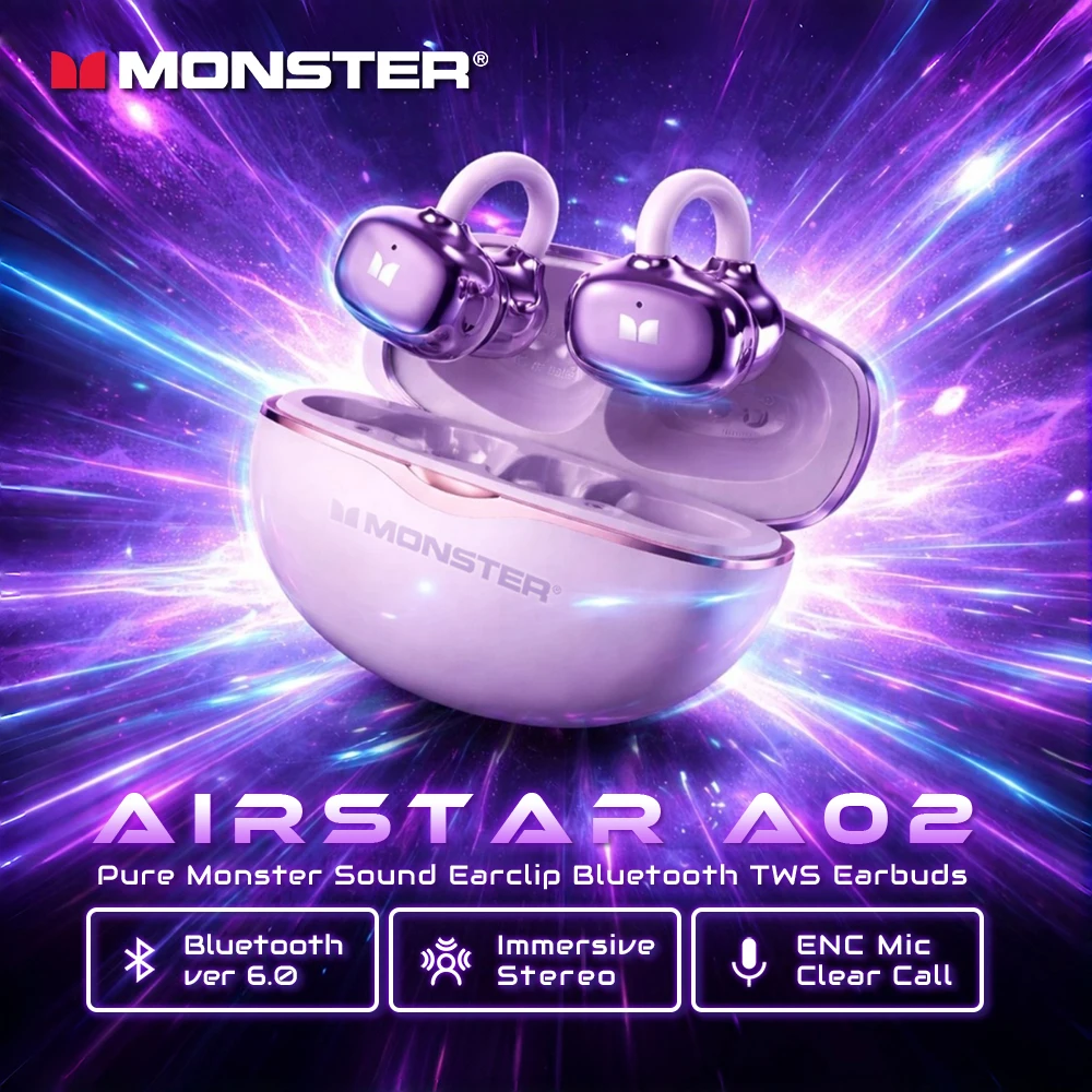 Écouteurs intra-auriculaires Monster Airstar A02 OWS 360 °   Écouteurs stéréo HiFi sans fil Bluetooth 6.0, étanches IPX4, écouteurs de sport TWS