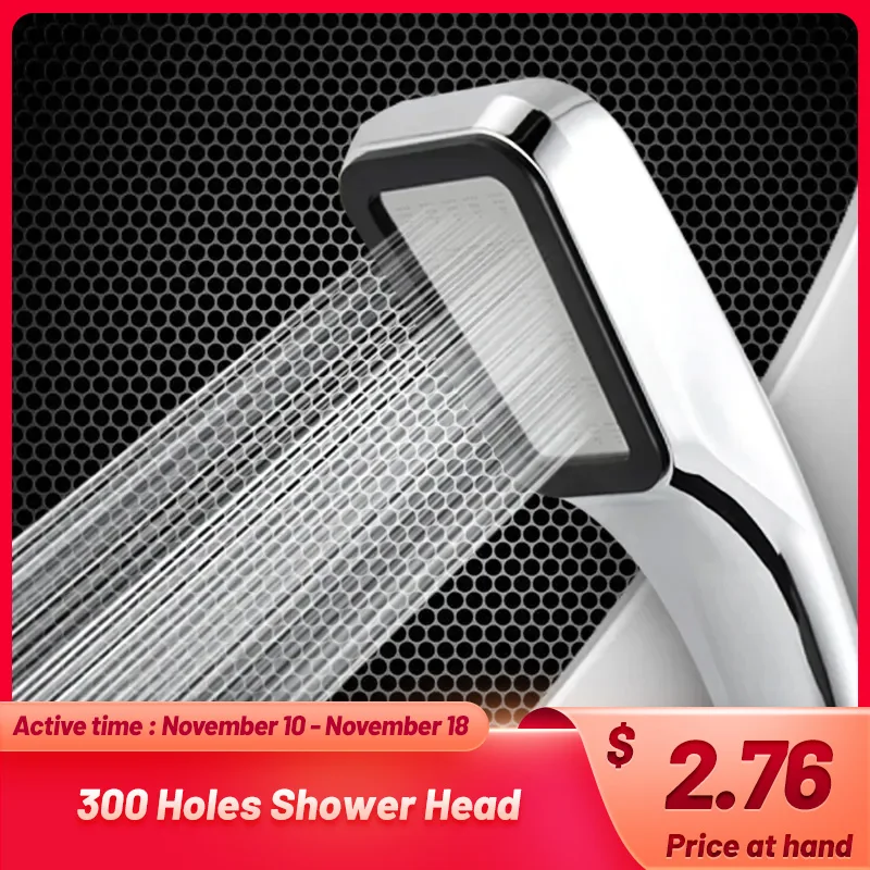 VEHHE 300 Holes High Pressure Water Saving Rainfall Shower Head Filter ABS Chrome Spray Powerful Nozzle Panel Bathroom Accessory