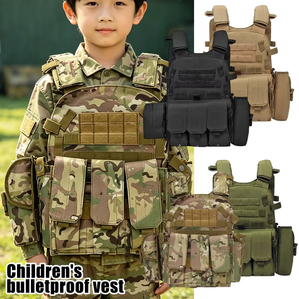 Child Bulletproof Vest Camouflage Tactical Body Armor Level III Breathable Multi Functional 6094 Vest Stab Proof