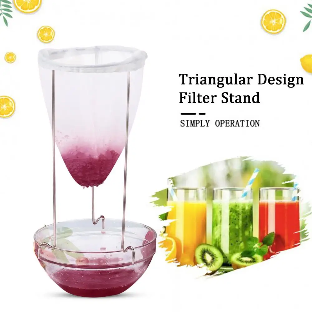 Stainless Steel Strainer Stand with Reusable Nylon Bags for Nut Milk Juices Cheese Yogurt Broth Homemade Juice Filter Set