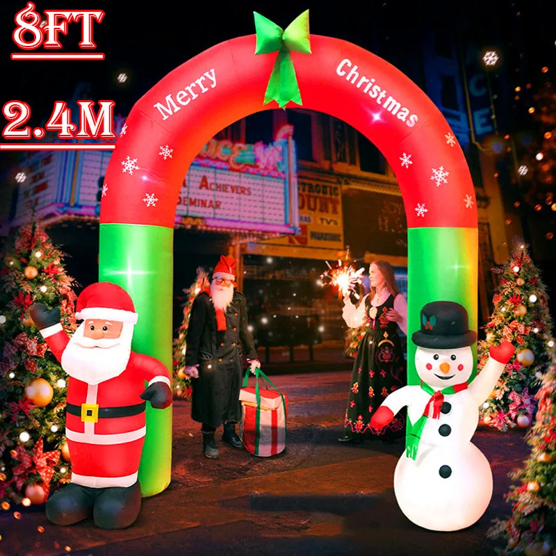 

Giant 8FT Christmas Inflatable Decoration Arch Santa Claus Snowman Garden Art Inflatable Model Xmas Decoration with LED Lights