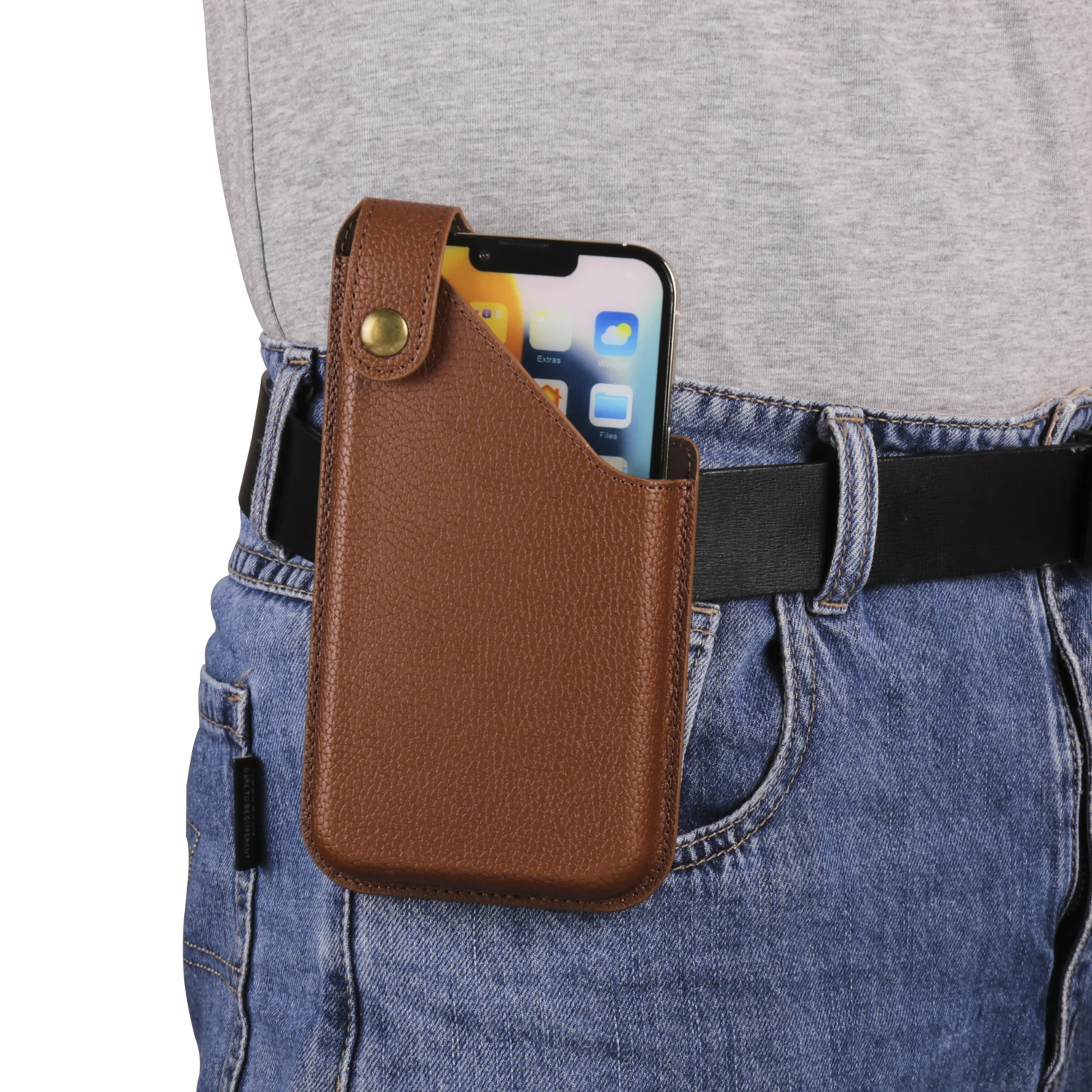 Leather Phone Belt Clip Case Holder For iPhone 16 15 Plus 14 Pro Max,Redmi Note 13 12 11,Samsung S24 S23 A55 Men Waist Bag Cover