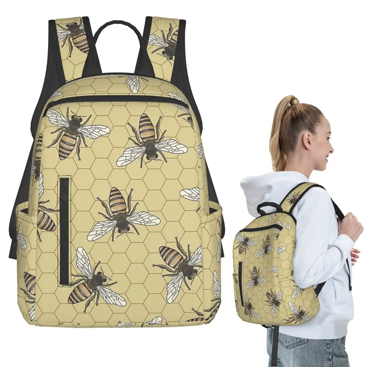 

Bee Seamless Pattern Backpack Student BookBag Kids School Bag Computer Shoulder Bags Boys Girls