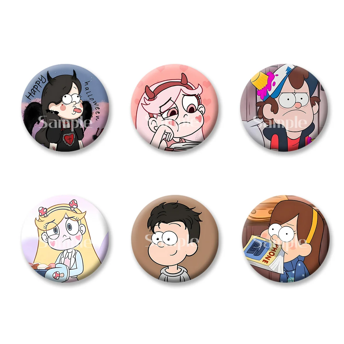 

Gravity Falls Mabel Dipper Anime Cartoon Flash Badge Keychains Makeup Mirror Fridge Magnet ACG Goods Game Peripherals Toy Gift
