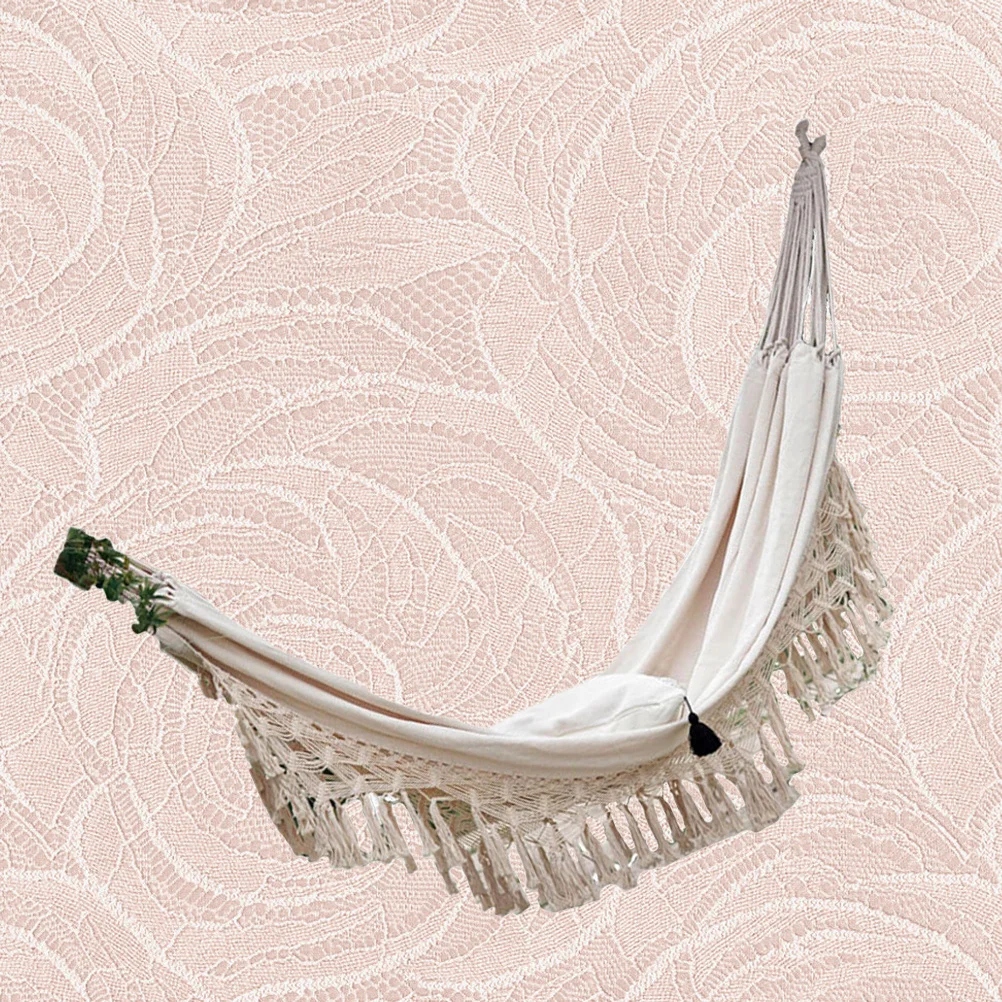 

Double Canvas Outdoor Hammock Tassel Design Lightweight Camping Hanging Swing Sleeping Bed Portable Camping Hammock