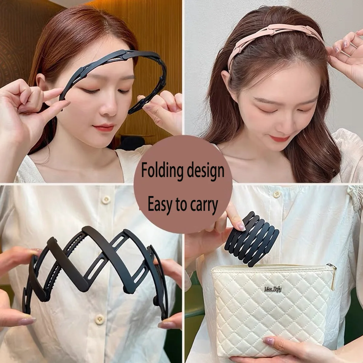 1 PC Anti-Slip Foldable Retractable Hairband Special Toothed Headband Hair Clip for Messy Bun Ideal for Women