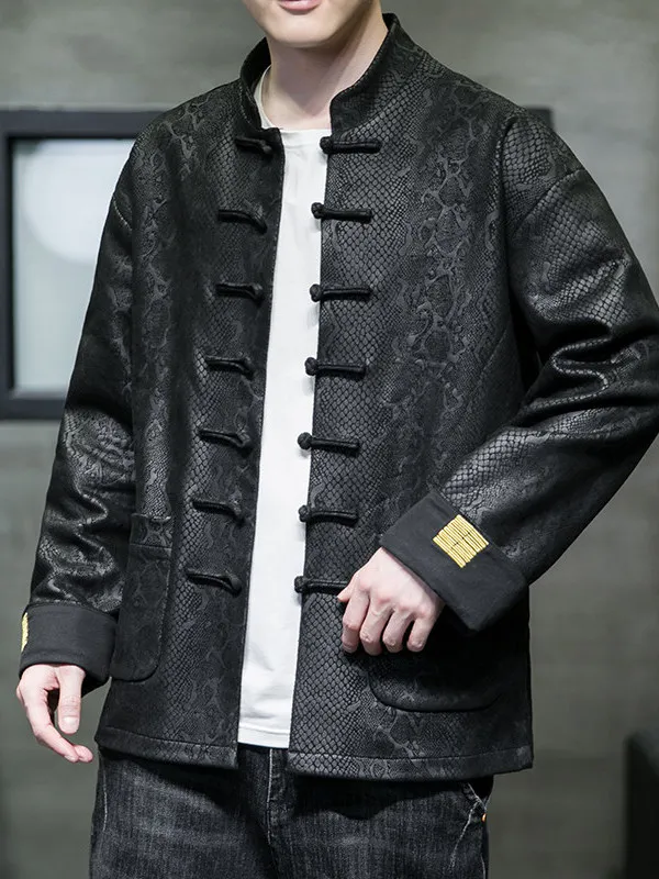 

Новая китайская замшевая куртка-накидка с принтом, мужской костюм в стиле Тан, верхняя одежда в стиле ретро Ханьфу, большие размеры, для молодежи