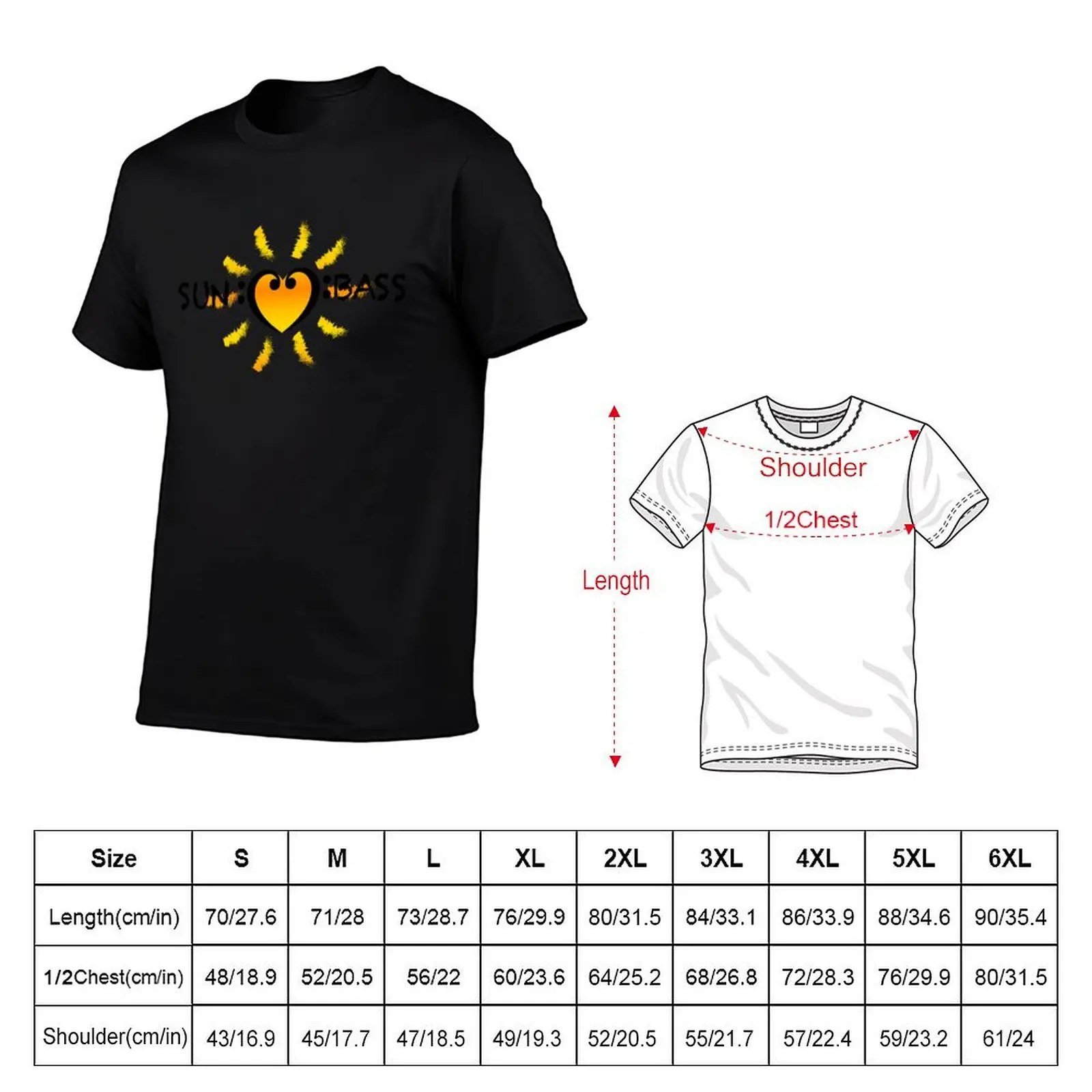 Bass Clef Heart Sun Summer Festival DnB T-Shirt plus size clothes blanks black t-shirts for men